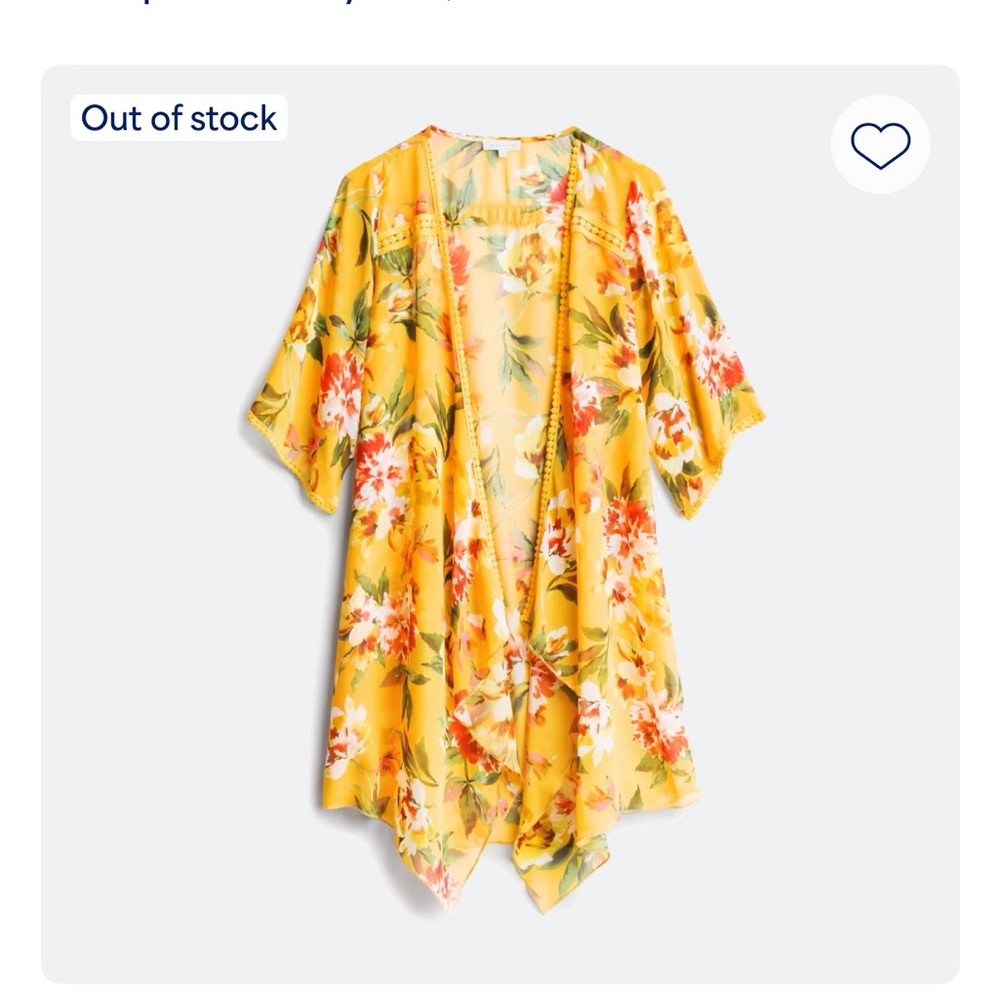 Emory Park Landy Crochet Trim Open Front Woven Kimono